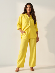 Linnenlook tweedelige set met wijde broek - Mila