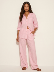 Linnenlook tweedelige set met wijde broek - Mila