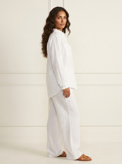 Linnenlook tweedelige set met wijde broek - Mila