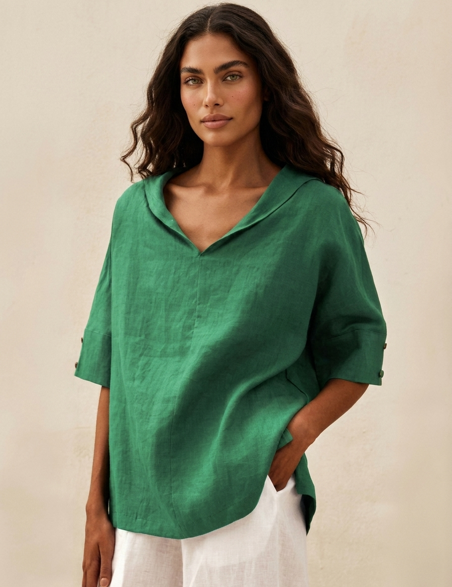 Lightweight blouse with elegant collar - Sanne