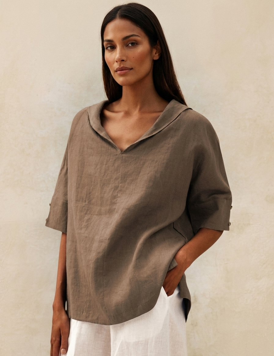 Lightweight blouse with elegant collar - Sanne