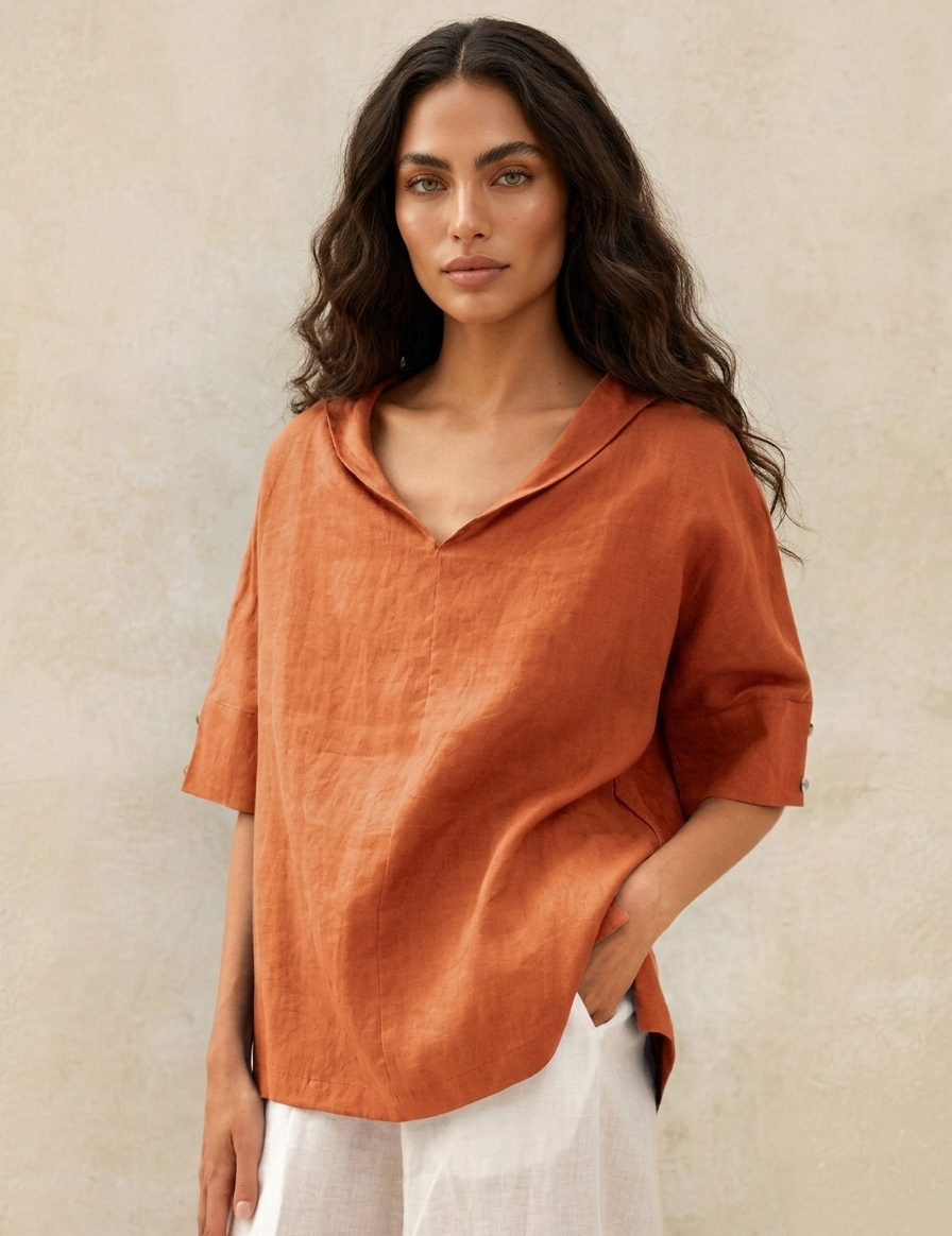 Lightweight blouse with elegant collar - Sanne