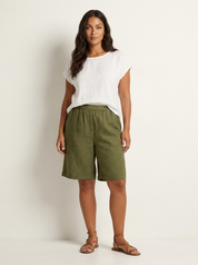 Luchtige Linnen look bermudashort - Madelon