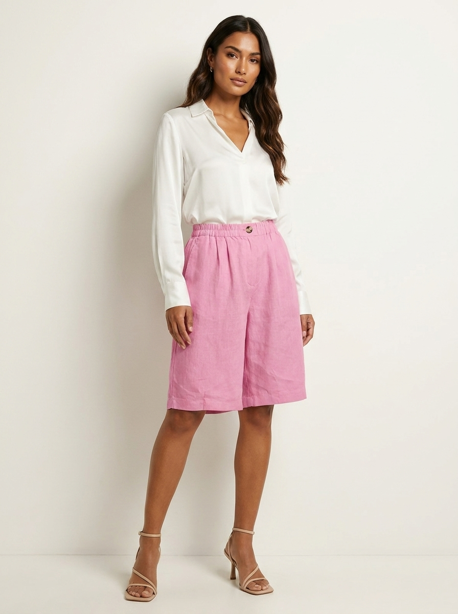 Luchtige Linnen look bermudashort - Madelon