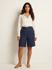 Luchtige Linnen look bermudashort - Madelon