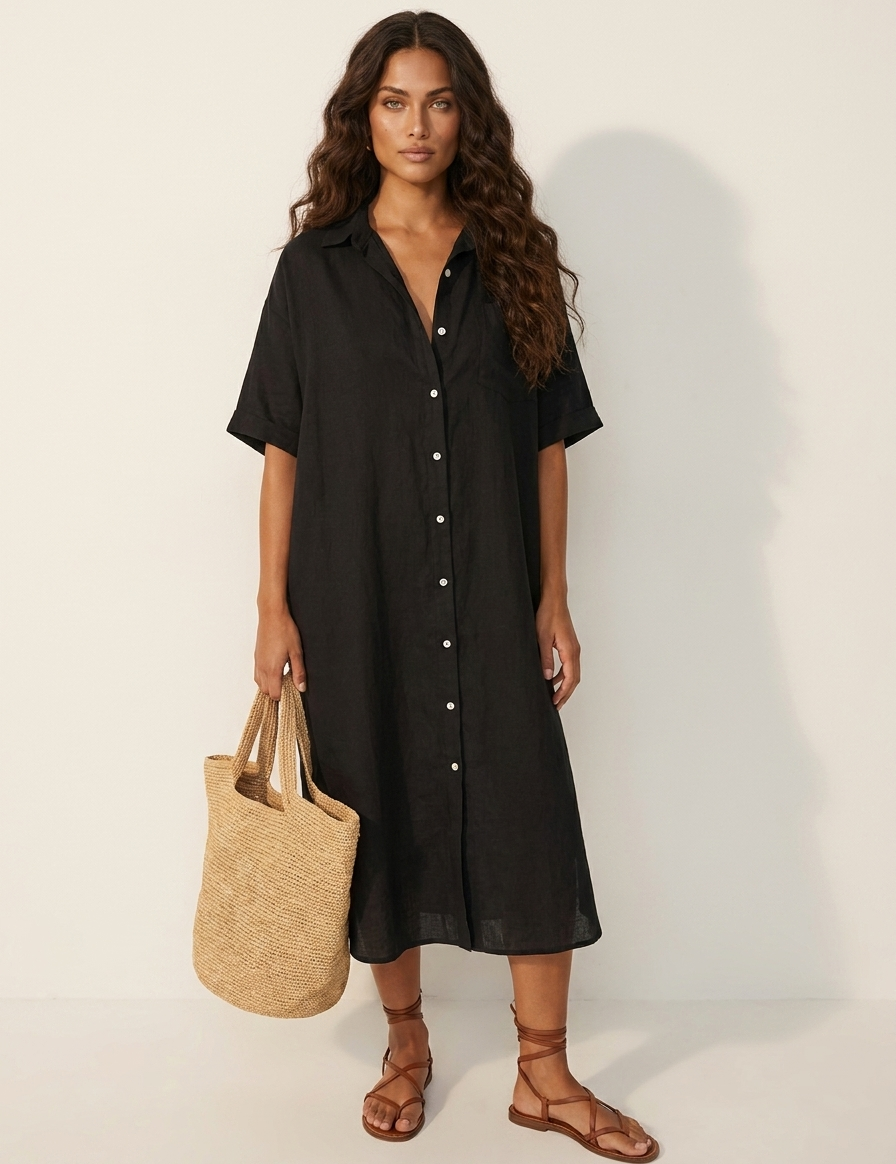 Lightweight shirt dress with button closure - Sophie