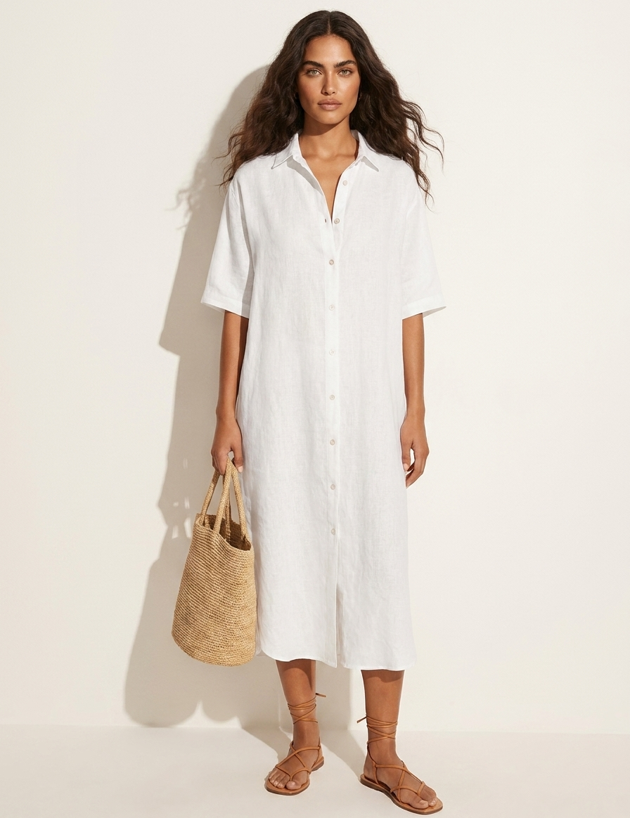 Lightweight shirt dress with button closure - Sophie