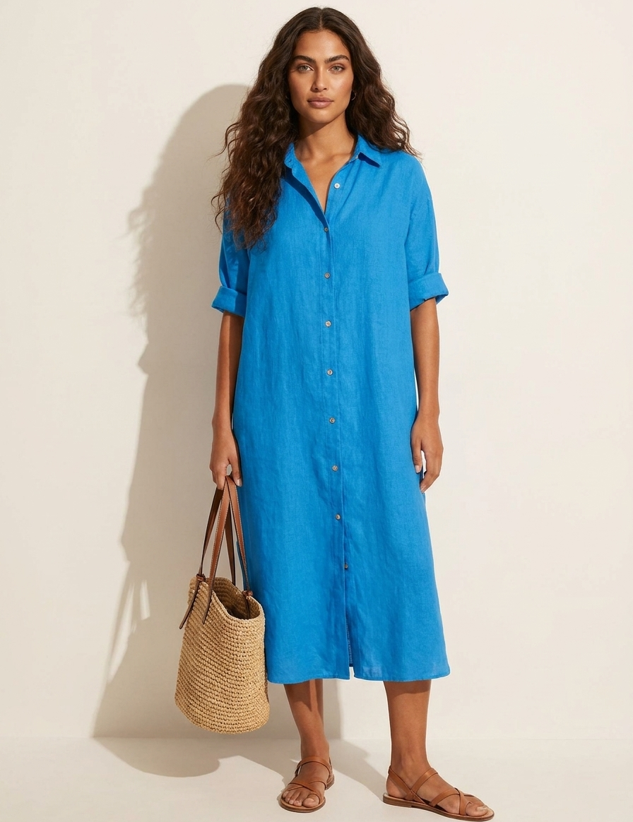 Lightweight shirt dress with button closure - Sophie