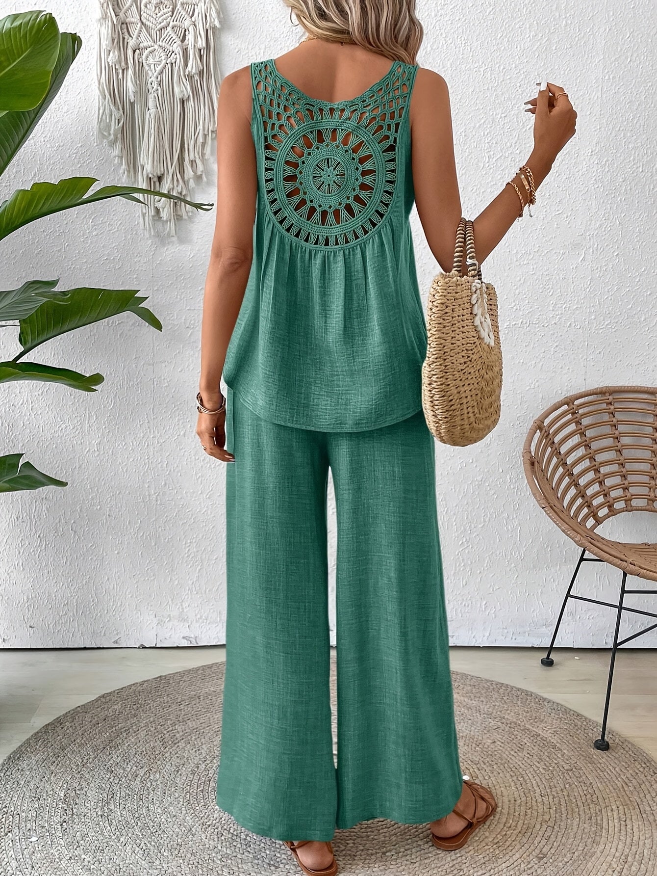 Luchtige dames set met kanten rugdetail - Sofia
