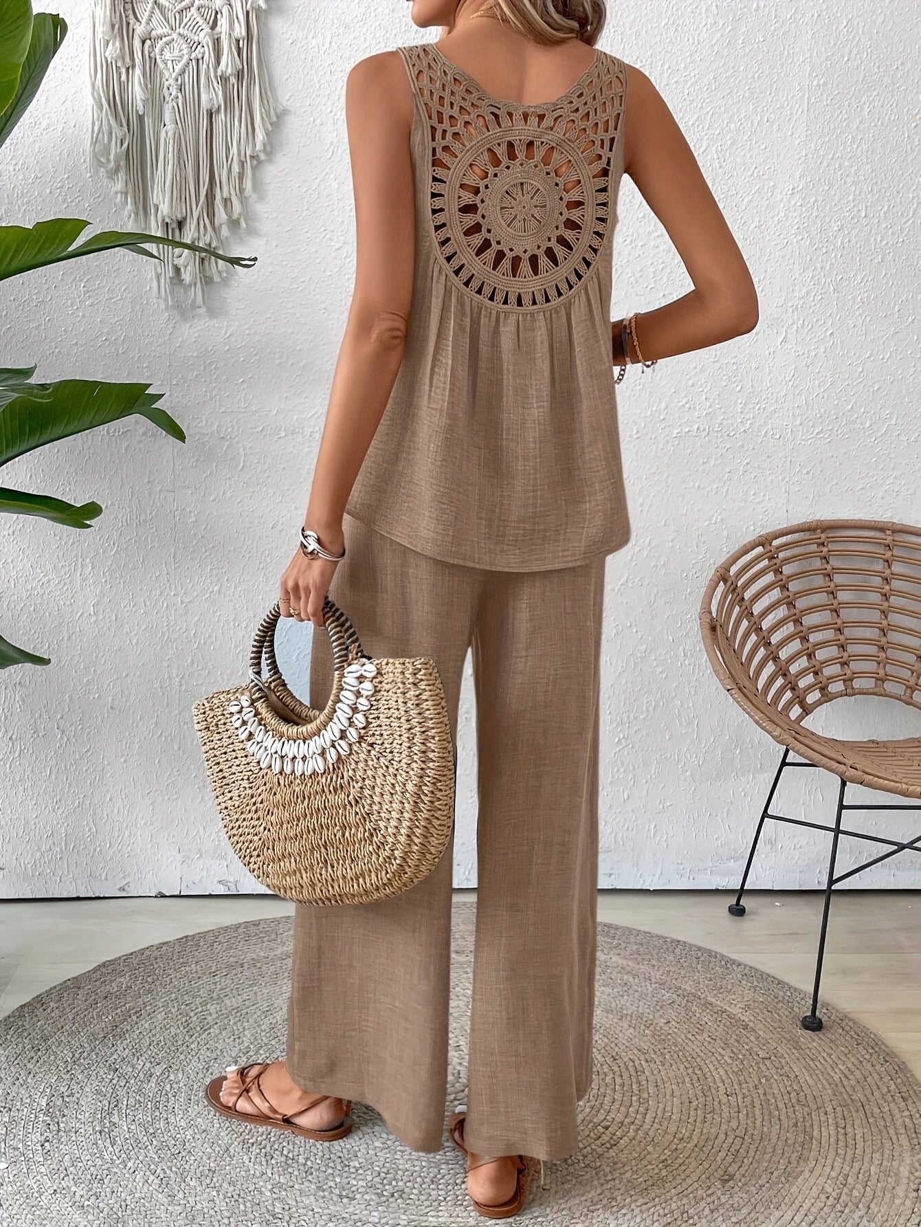 Luchtige dames set met kanten rugdetail - Sofia