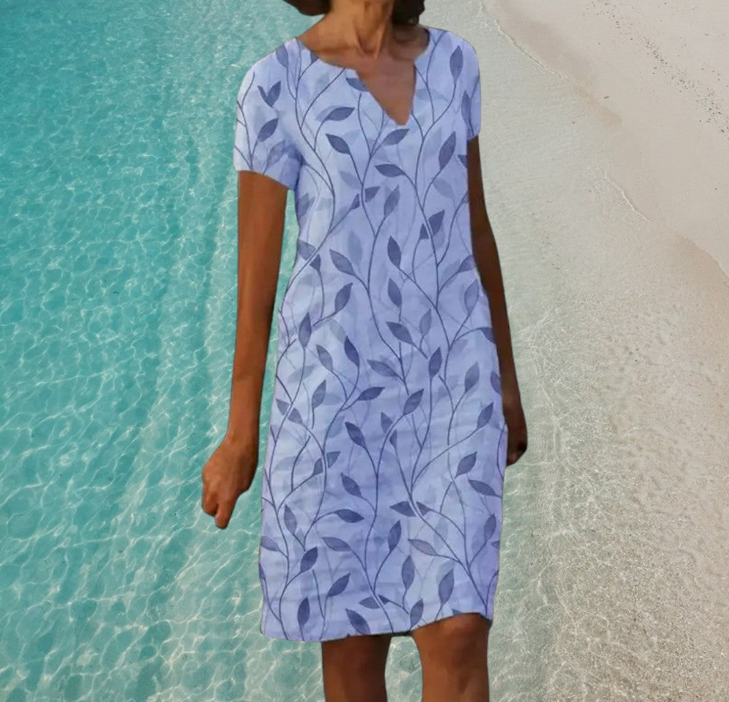 Luchtige jurk met bladprint - Rosalie