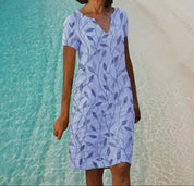 Luchtige jurk met bladprint - Rosalie