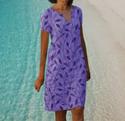 Luchtige jurk met bladprint - Rosalie