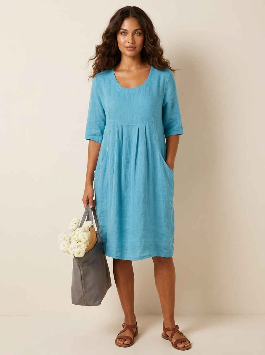 Luchtige linnenlook jurk met zakken - Nora
