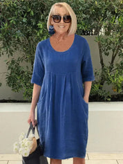 Luchtige linnenlook jurk met zakken - Nora