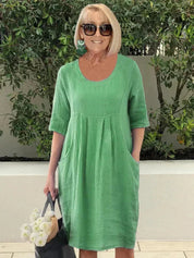 Luchtige linnenlook jurk met zakken - Nora