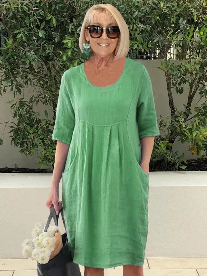Luchtige linnenlook jurk met zakken - Nora