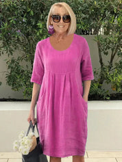 Luchtige linnenlook jurk met zakken - Nora
