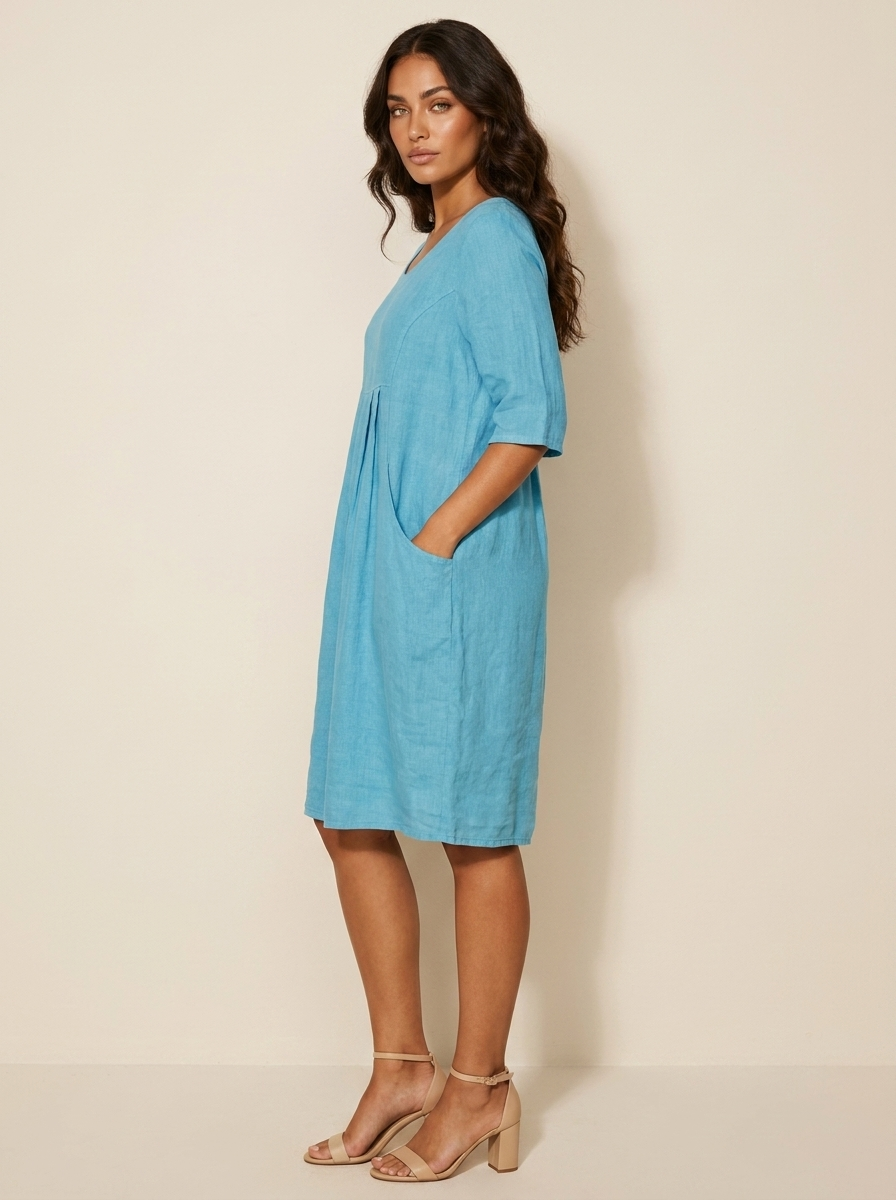 Luchtige linnenlook jurk met zakken - Nora