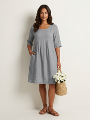 Luchtige linnenlook jurk met zakken - Nora