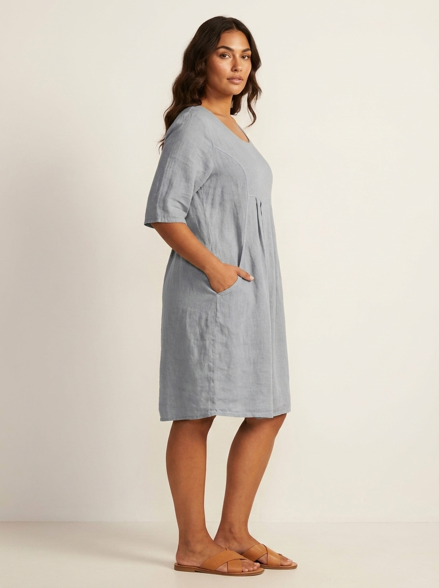 Luchtige linnenlook jurk met zakken - Nora