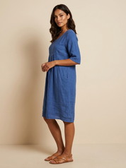 Luchtige linnenlook jurk met zakken - Nora