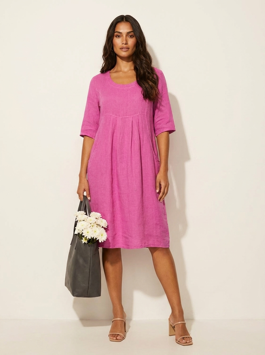 Luchtige linnenlook jurk met zakken - Nora
