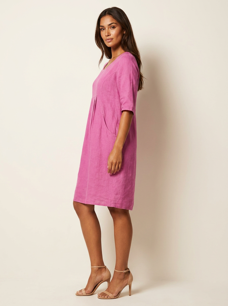 Luchtige linnenlook jurk met zakken - Nora