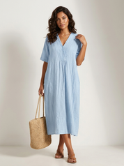 Luchtige linnenlook midi damesjurk - Nora