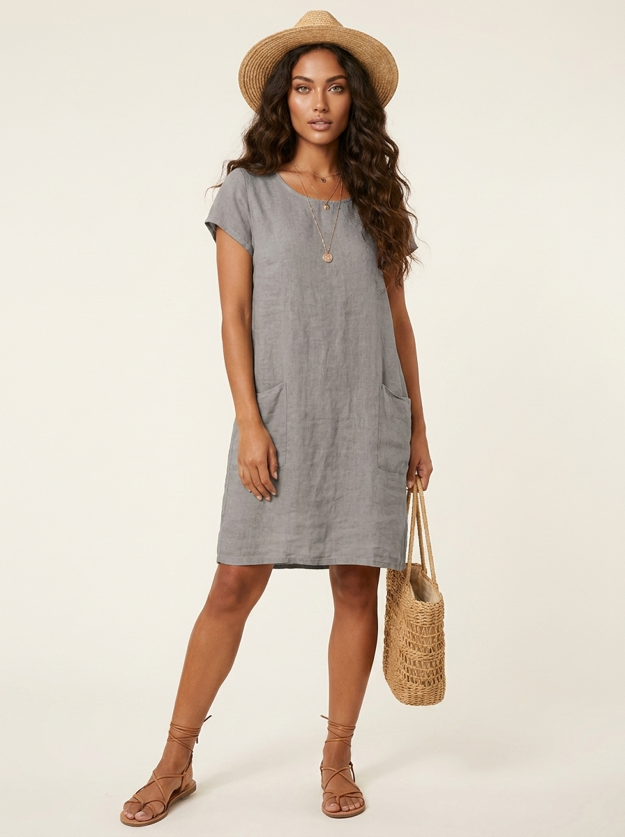 Luchtige linnenlook zomerjurk - Mila