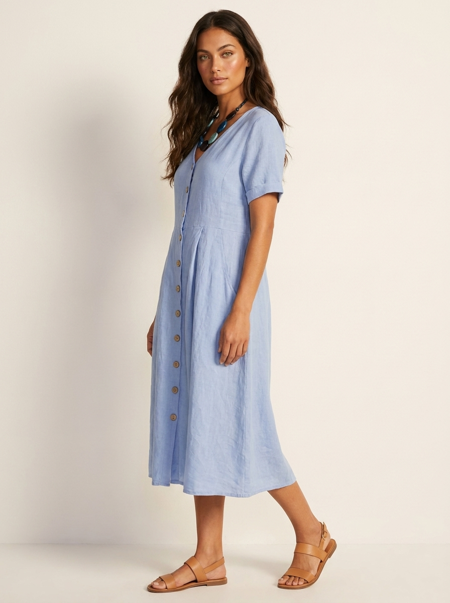 Luchtige midi jurk met knoopsluiting - Sophie