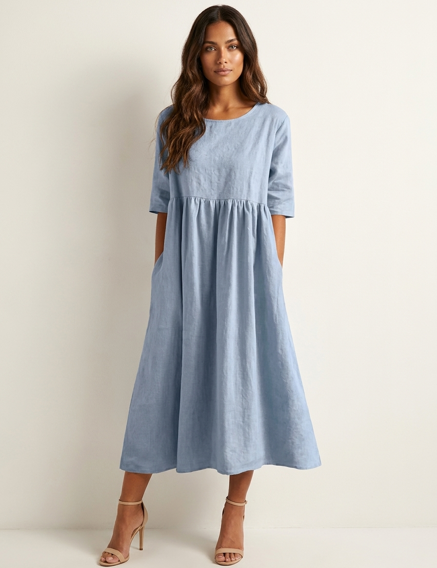 Lightweight midi dress with pockets - Emma