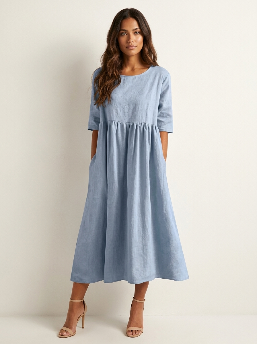 Luchtige midi jurk met zakken - Emma