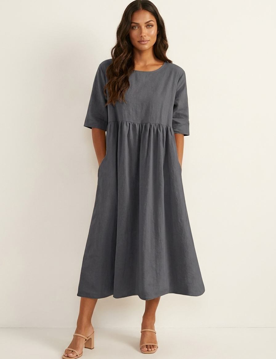 Lightweight midi dress with pockets - Emma