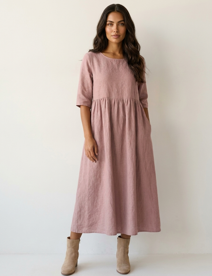 Lightweight midi dress with pockets - Emma