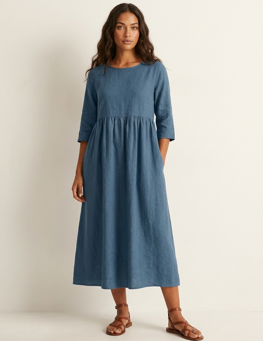 Lightweight midi dress with pockets - Emma