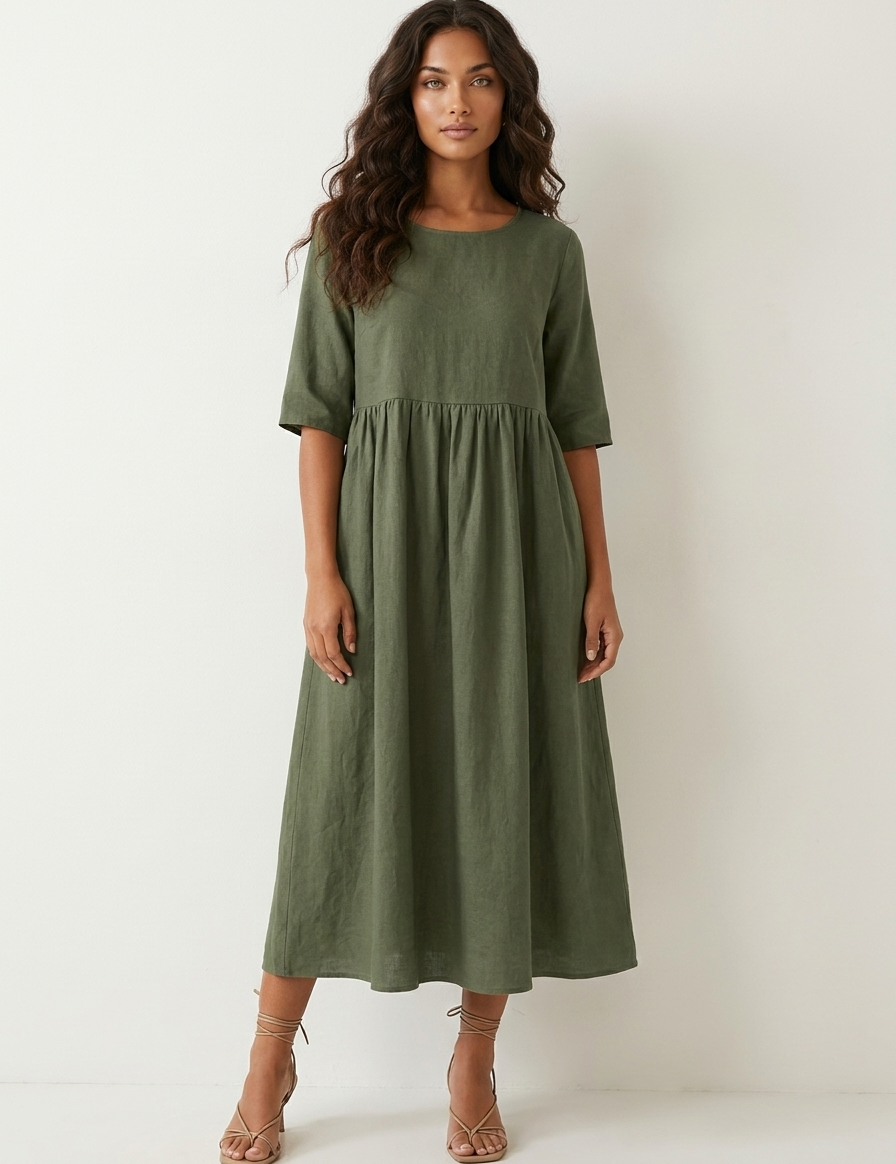 Lightweight midi dress with pockets - Emma