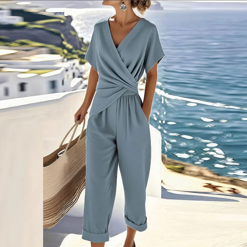 Luchtige overslag jumpsuit - Sofia