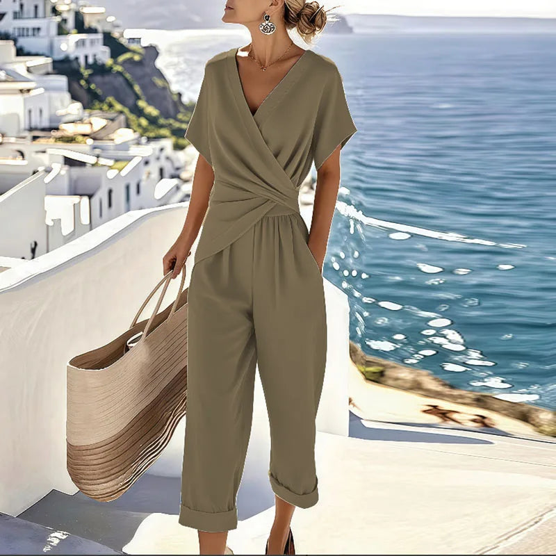 Luchtige overslag jumpsuit - Sofia