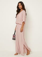 Luchtige tweedelige set met wijde broek - Olivia