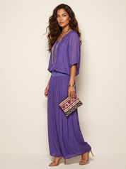Luchtige tweedelige set met wijde broek - Olivia