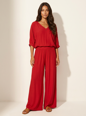 Luchtige tweedelige set met wijde broek - Olivia