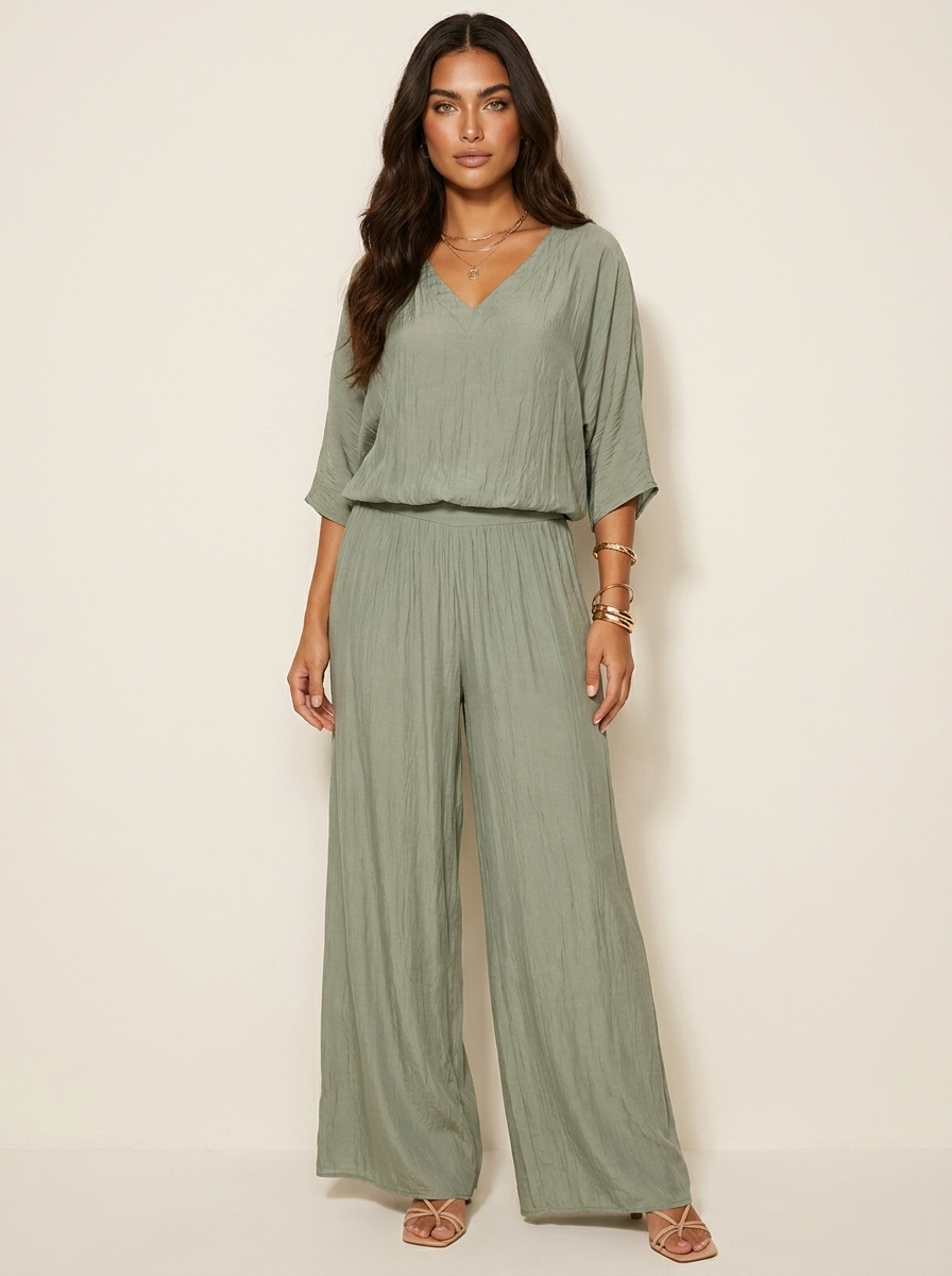 Luchtige tweedelige set met wijde broek - Olivia
