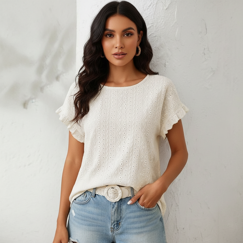 Luchtige broderie dames top – Solène