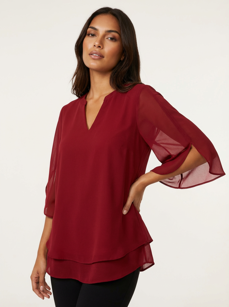 Luchtige chiffon blouse met V-hals – Céline