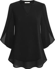 Luchtige chiffon blouse met V-hals – Céline