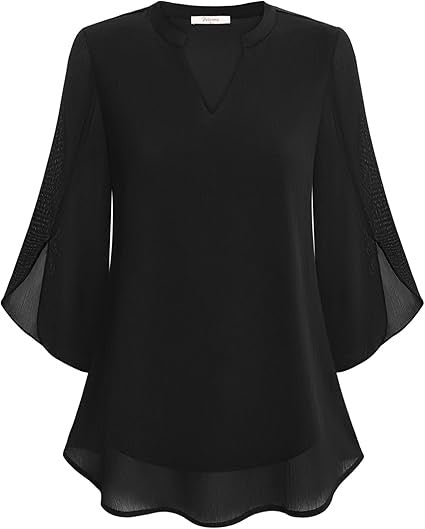 Luchtige chiffon blouse met V-hals – Céline