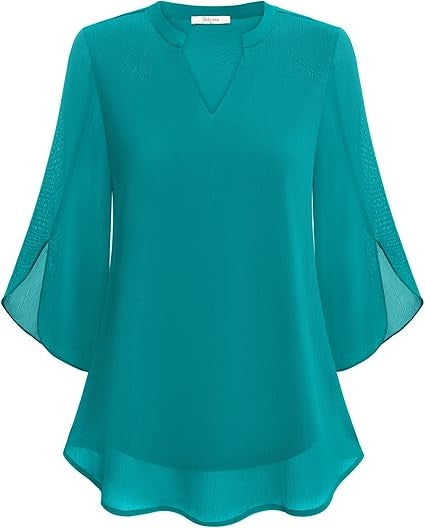 Luchtige chiffon blouse met V-hals – Céline