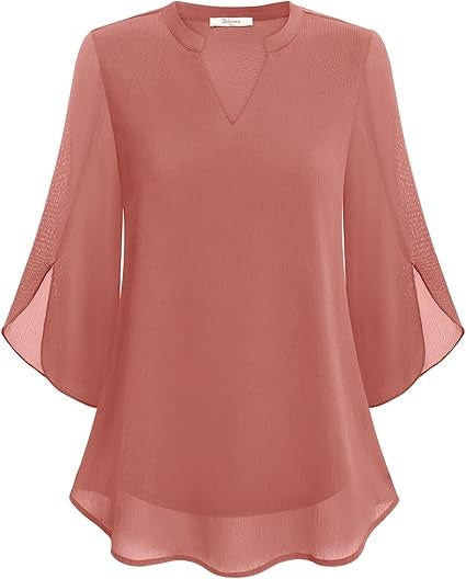 Luchtige chiffon blouse met V-hals – Céline