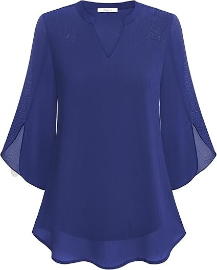 Luchtige chiffon blouse met V-hals – Céline